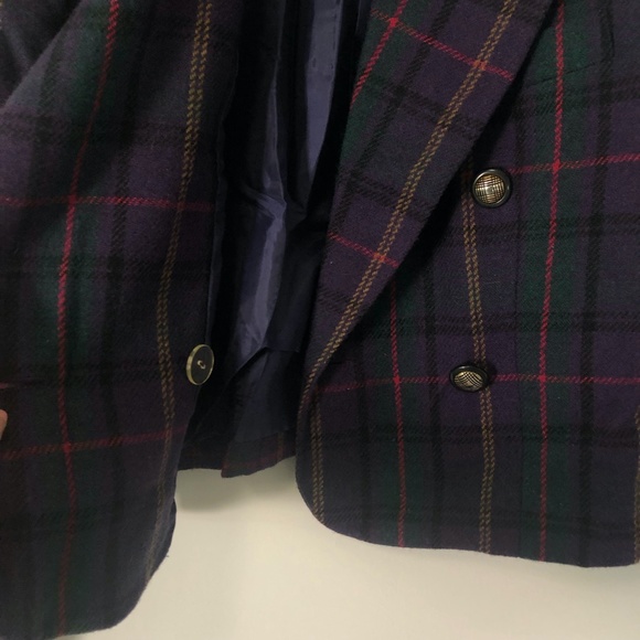 Vintage Amanda Smith Clueless Plaid Wool Made in USA Blazer Jacket Sz M - Picture 6 of 7